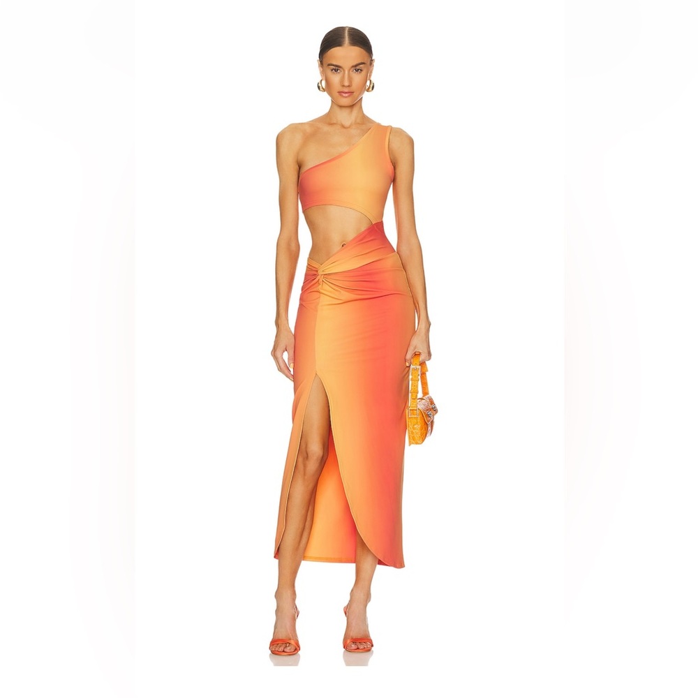 One Shoulder Orange Dress